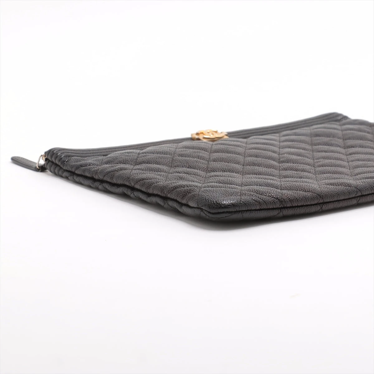 CHANEL◆キャビアスキン クラッチバッグ◆シルバー金具◆ブラック シャネル マトラッセ キャビアスキン クラッチバッグ ブラック
