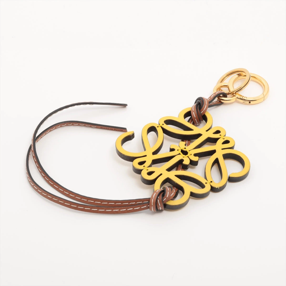 ロエベ アナグラム チャーム GP×革 イエロー A3456223｜中古ブランド品