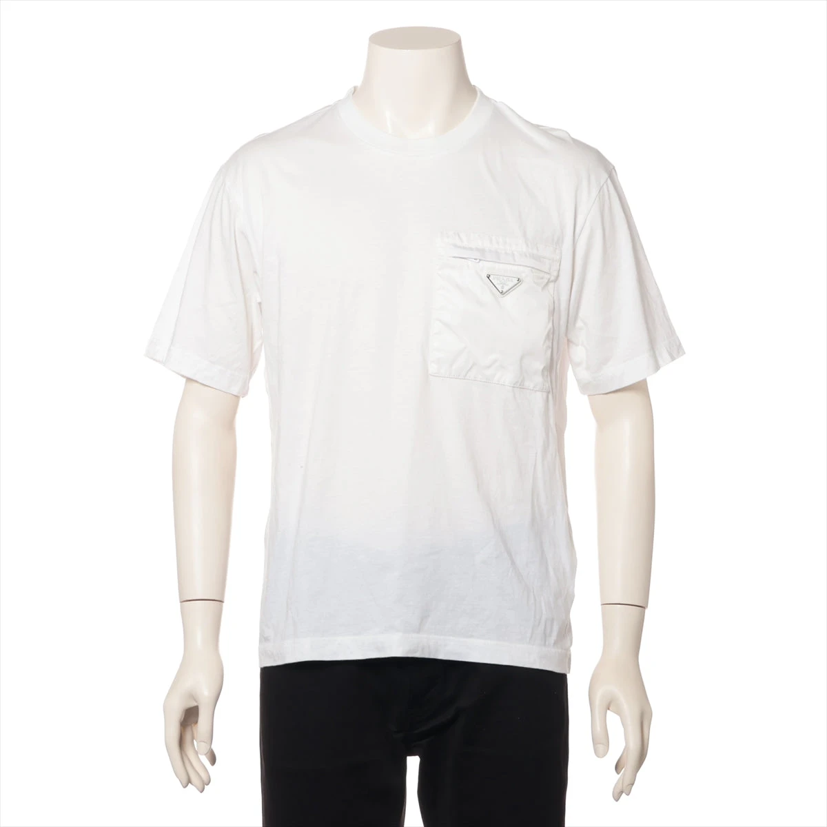 PRADA プラダ UJN661 トライアングルロゴ Tシャツ M 2023 プラダ トライアングルロゴ 23年 コットン×ナイロン Tシャツ M メンズ