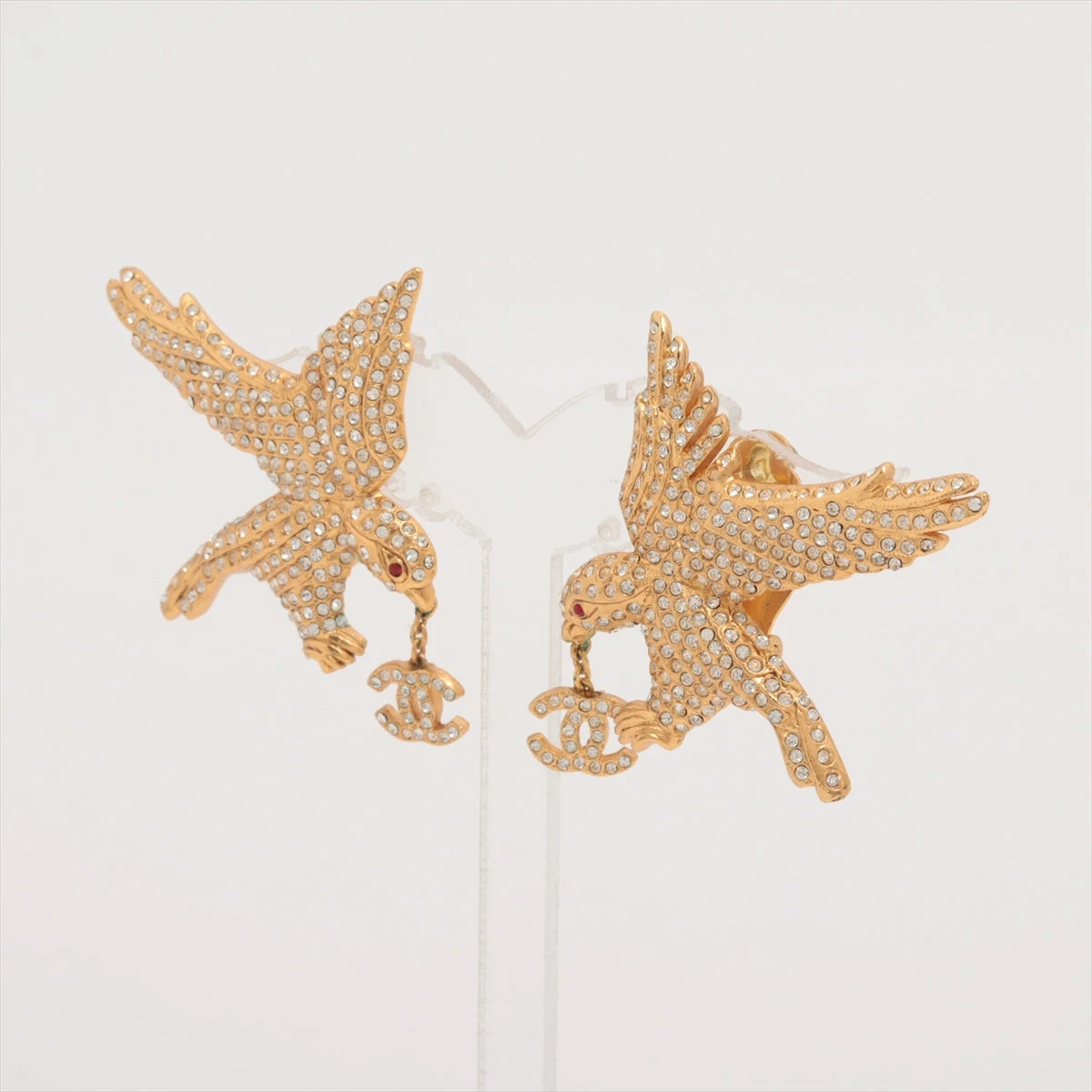 シャネル ココマーク 01P イヤリング(両耳用) GP×ラインストーン  