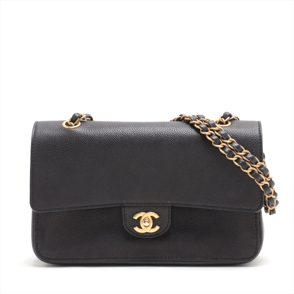 ★キャビアスキン調 限定ココマーク★【CHANEL】フラップバッグ シャネル ココマーク キャビアスキン シングルフラップ ダブル