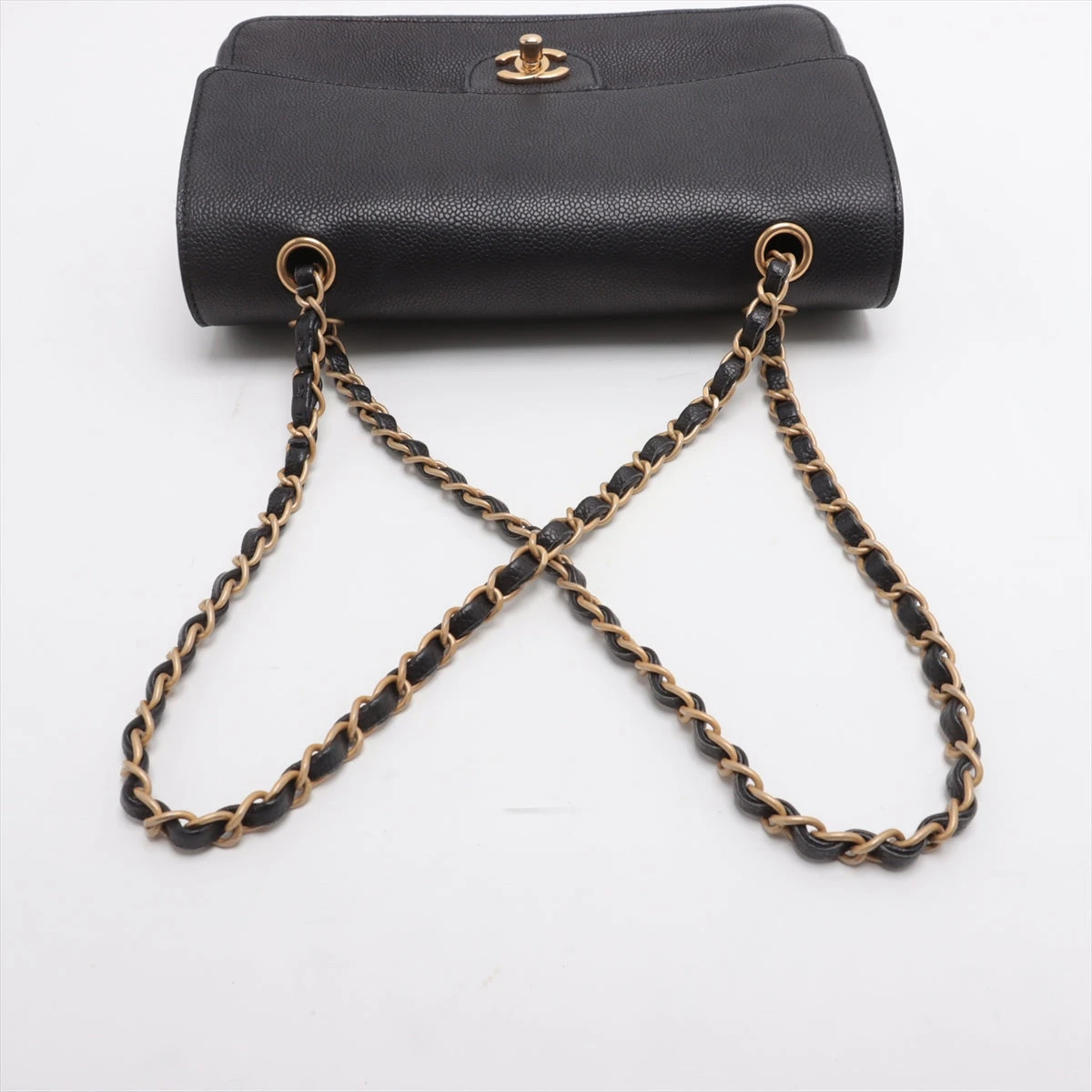 ★キャビアスキン調 限定ココマーク★【CHANEL】フラップバッグ シャネル ココマーク キャビアスキン シングルフラップ ダブル