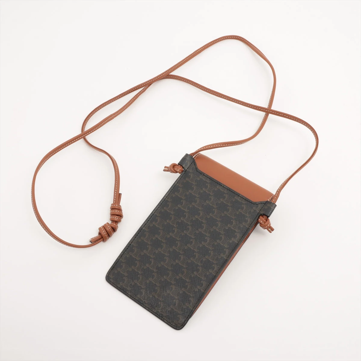 希少✨CELINE セリーヌ アクセサリーポーチ PVC トリオンフ レザー セリーヌ トリオンフ PVC×レザー ショルダーポーチ ブラウン