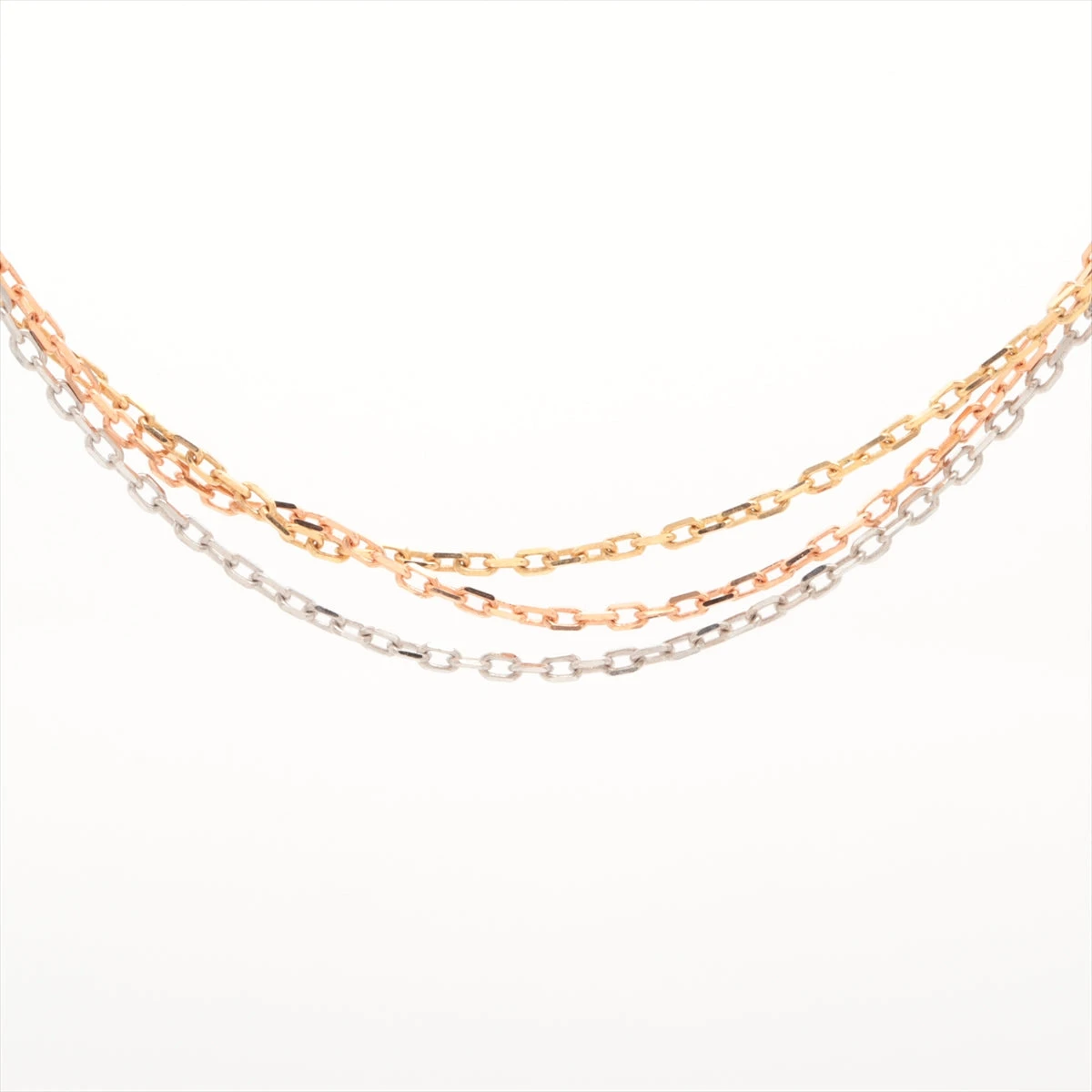 カルティエ スリーゴールド トリプルチェーン ネックレス 750(YG×PG×WG