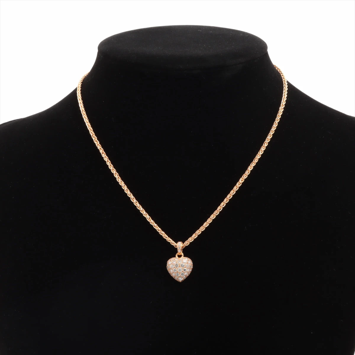 ハートパヴェ　ダイヤネックレス 楽天市場】K18PG【0.3ct】ハート パヴェダイヤモンド ネックレス