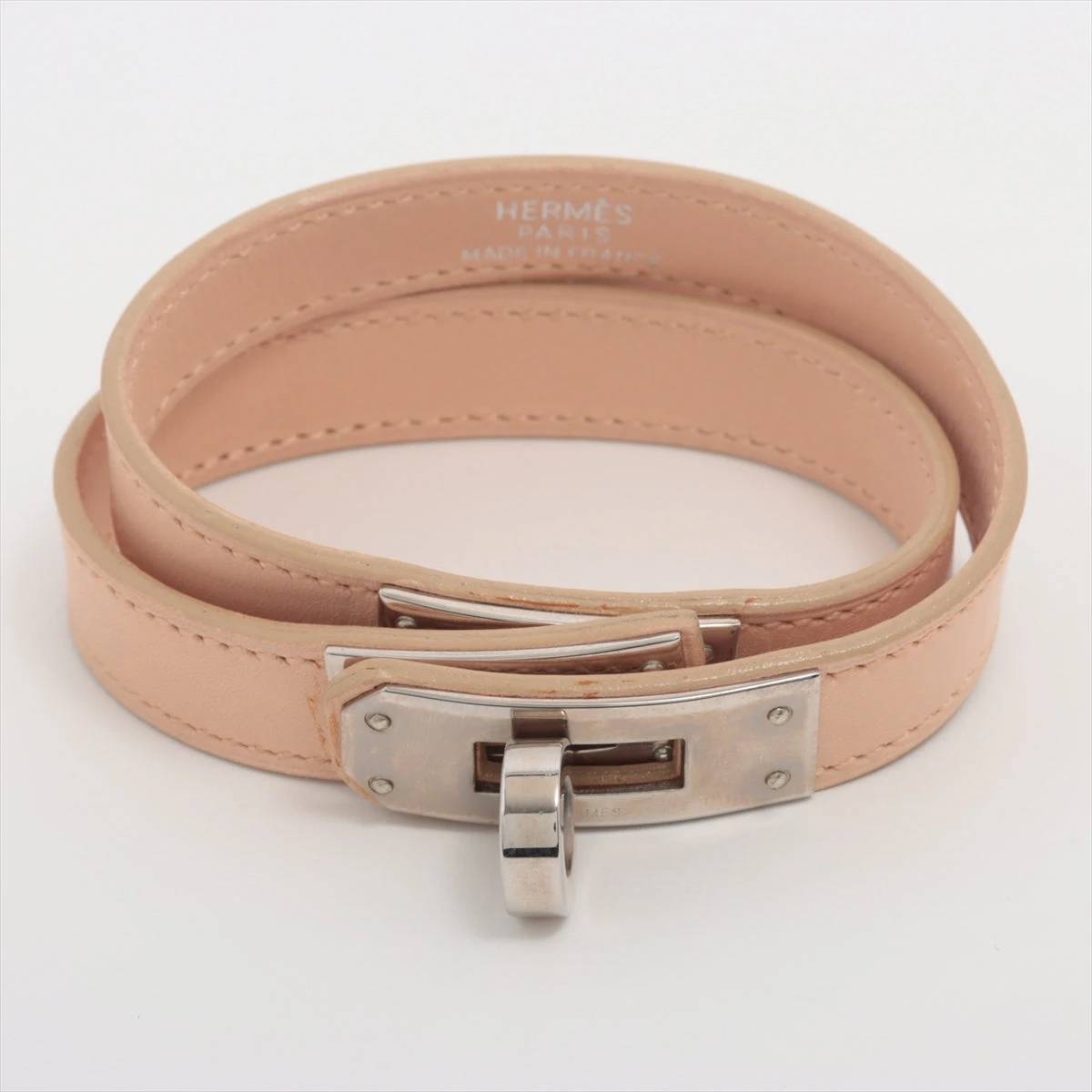 HERMES ベージュ レザーブレスレット(ケリー)