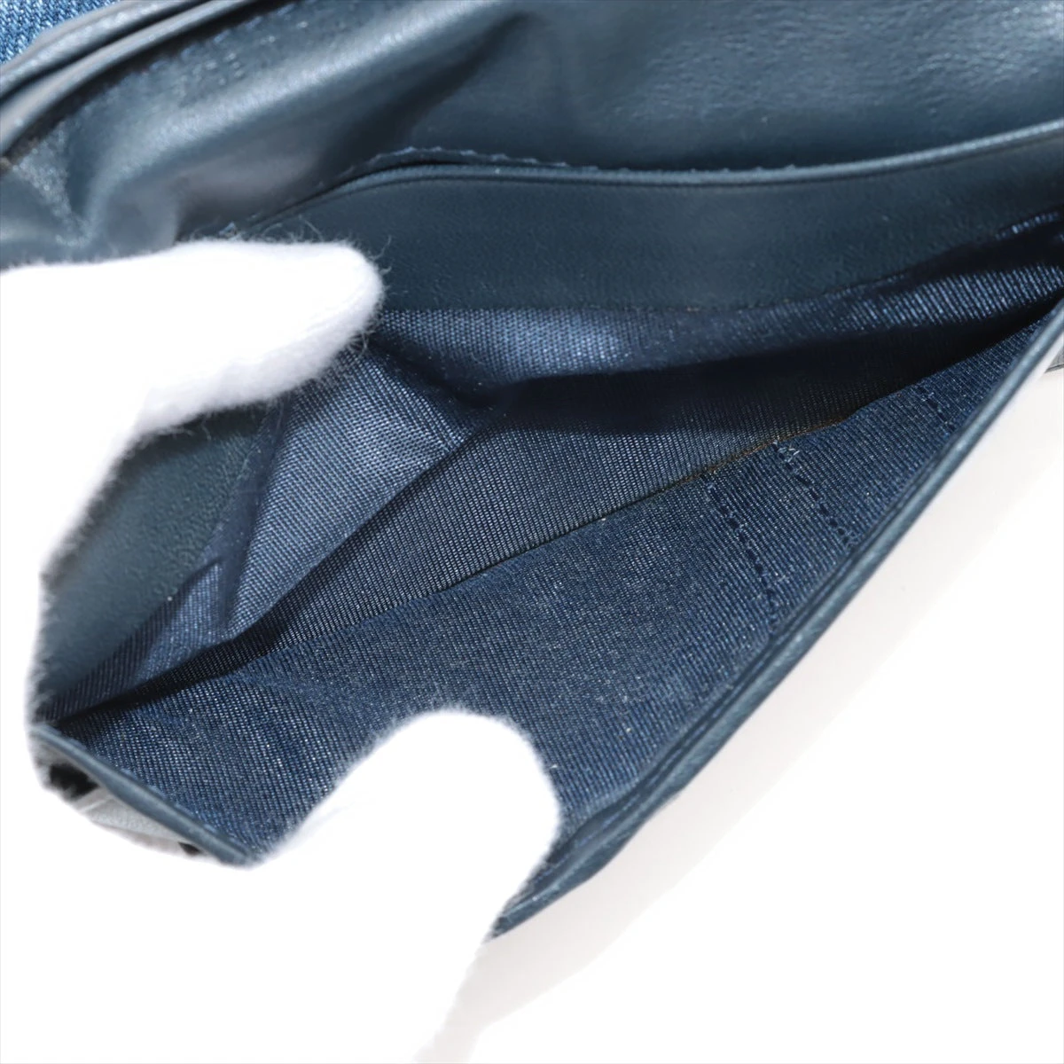 クリスチャンディオール サドル デニム 財布 ブルー×ピンク A3444857