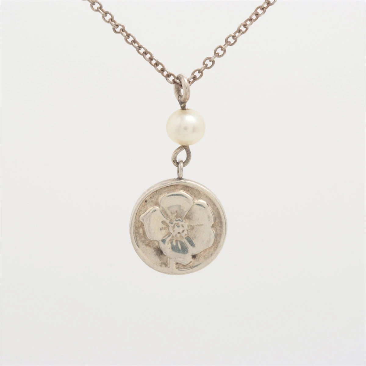 ティファニー　ヴィンテージ　ネックレス　フェイクパール　シルバー ティファニー ネックレス 925×フェイクパール 2.8g シルバー フラワー