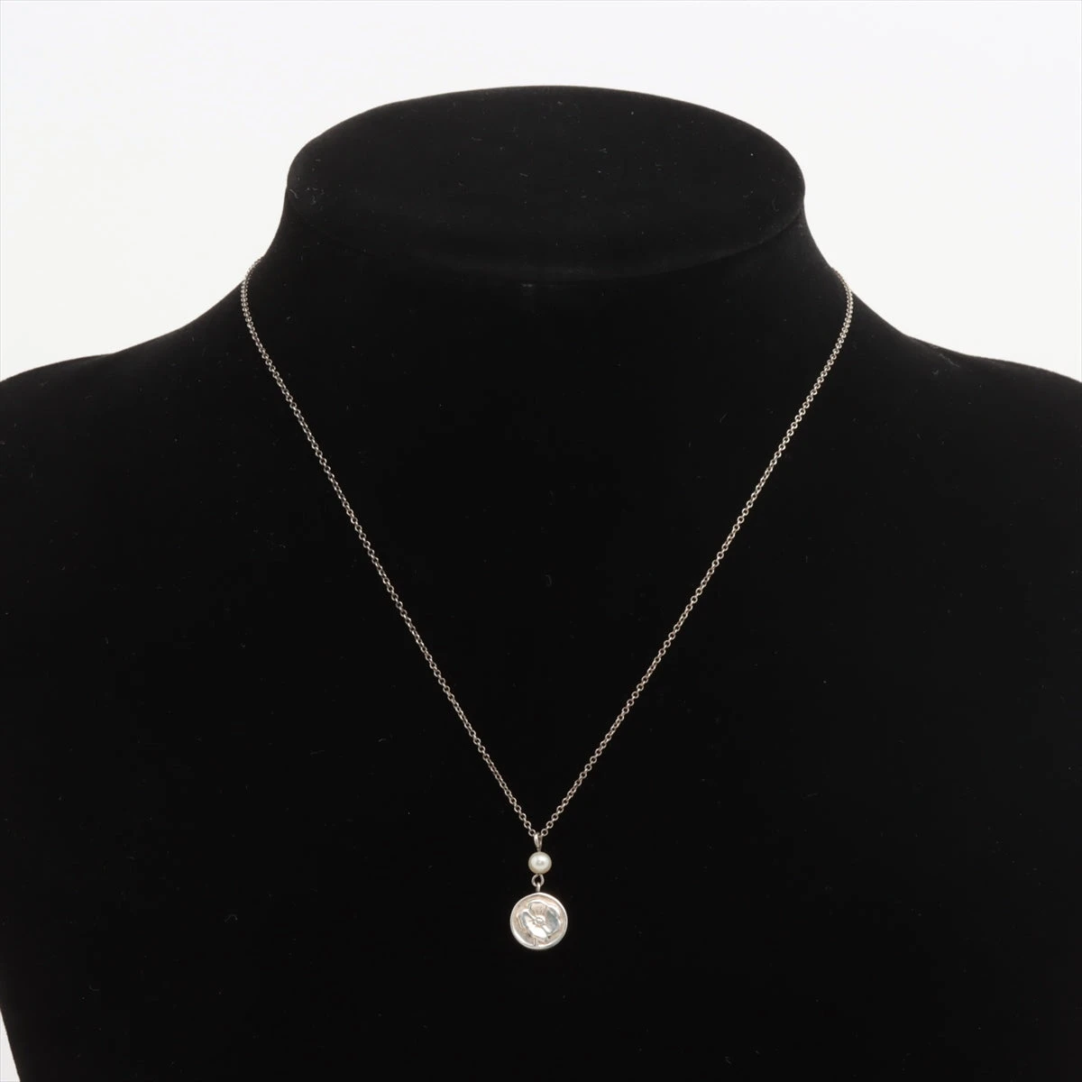 ティファニー ネックレス 925×フェイクパール 2.8g シルバー フラワー