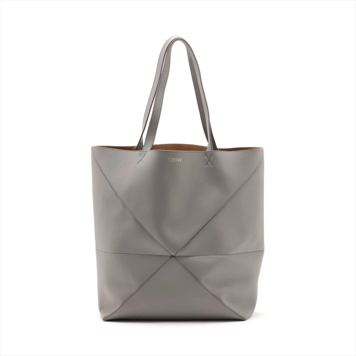 LOEWE パズル グレー レザー トートバッグ ロエベ パズルフォルド ラージ レザー トートバッグ グレー A3462647