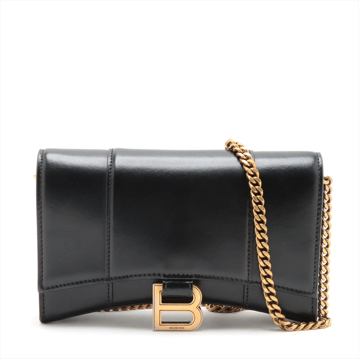 BALENCIAGA 　　ショルダーバッグ　アワーグラス656050レザー バレンシアガ アワーグラス クロコ型押し チェーンウォレット ホワイト