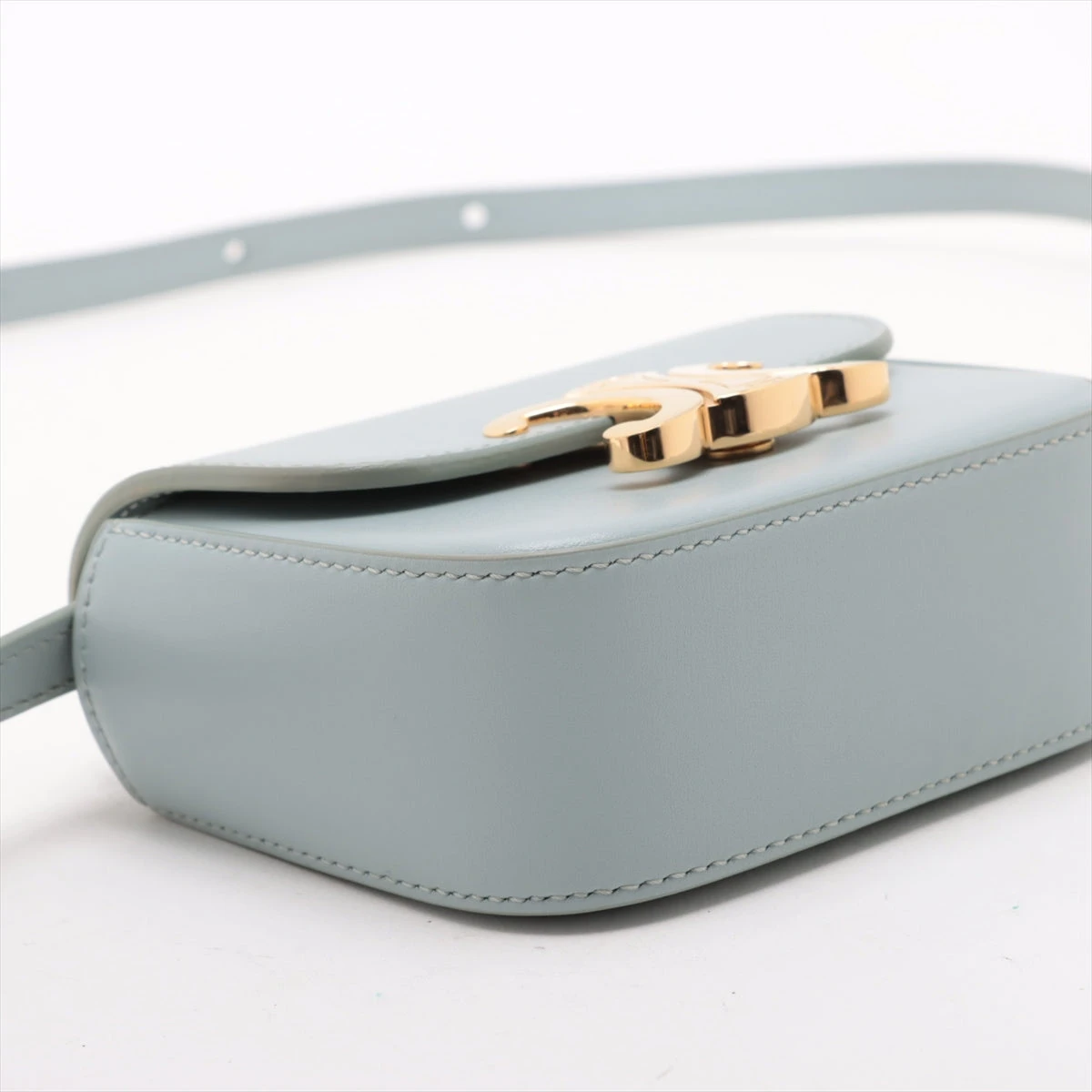 セリーヌ トリオンフ ミニ クロード レザー ショルダーバッグ グレー