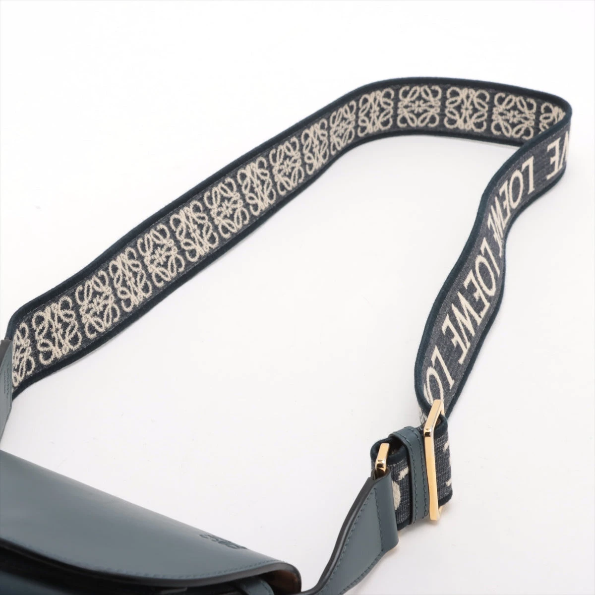 ロエベ ゲート デュアル ミニ レザー ショルダーバッグ ネイビー