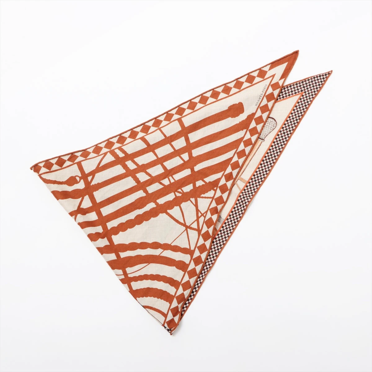 エルメス ロザンジュ スカーフ カシミヤ×シルク ブラウン A2520143  