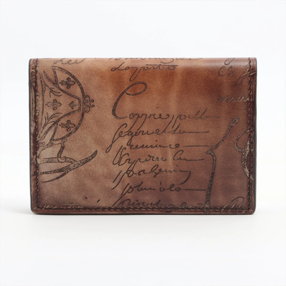 【極美品】Berluti カリグラフィー　ブラウンレザー カードケース 極美品】Berluti カリグラフィー ブラウンレザー カードケース
