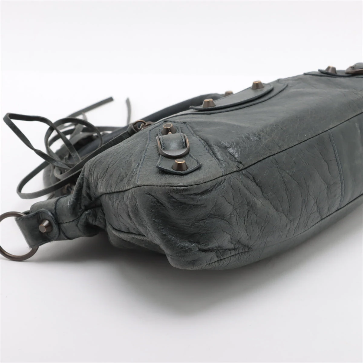 美品】バレンシアガ シティ ザファースト ハンドバッグ 2way ミラー付き バレンシアガ ザ・ファースト レザー 2WAYハンドバッグ グレー