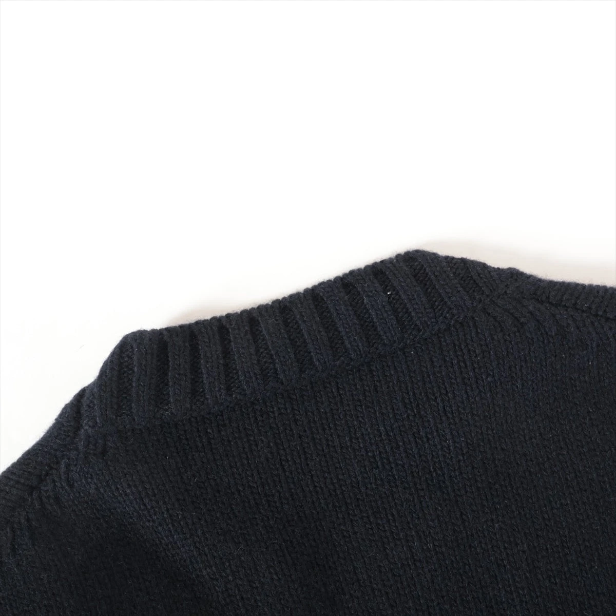 プラダ 23AW ウール×カシミヤ ニット 48 メンズ ネイビー UMB645