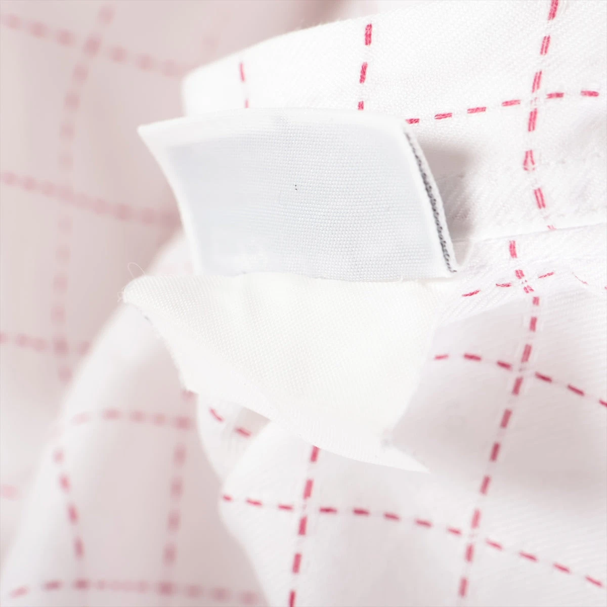 エルメス コットン シャツ 39 メンズ ホワイト×レッド セリエ