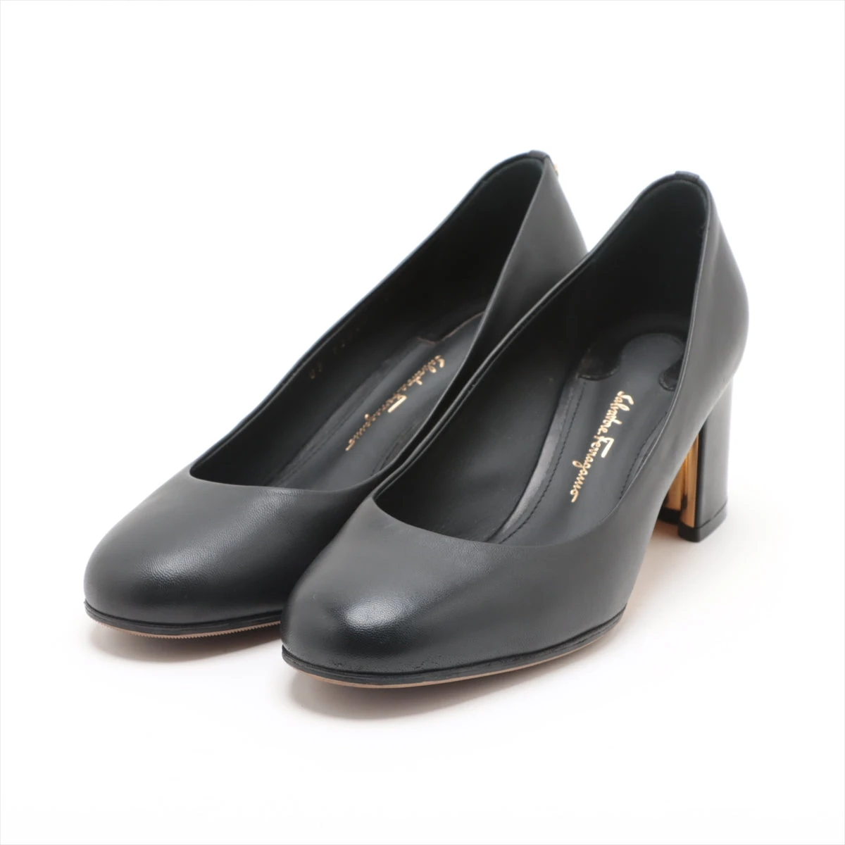 Ferragamo フェラガモ レザー パンプス 7D 黒 *63131