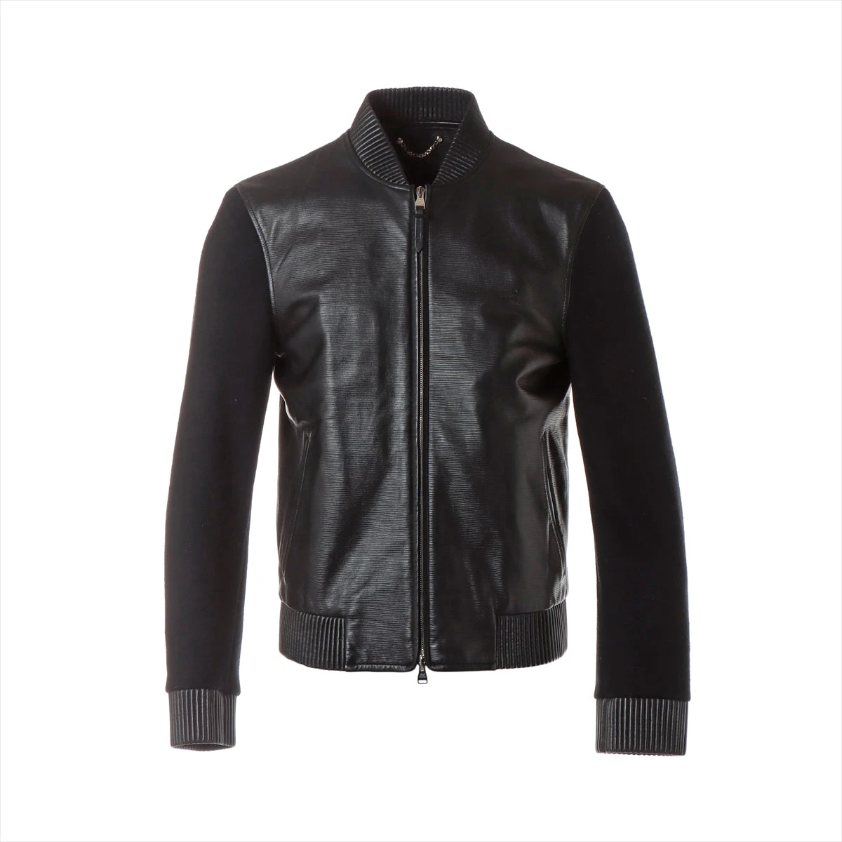 本物 美品 コレクションモデル ルイヴィトン ラムレザー切替 3Ｂ ジャケット ヴィトン 13AW ラムスキン×カシミヤ×ウール レザージャケット 44