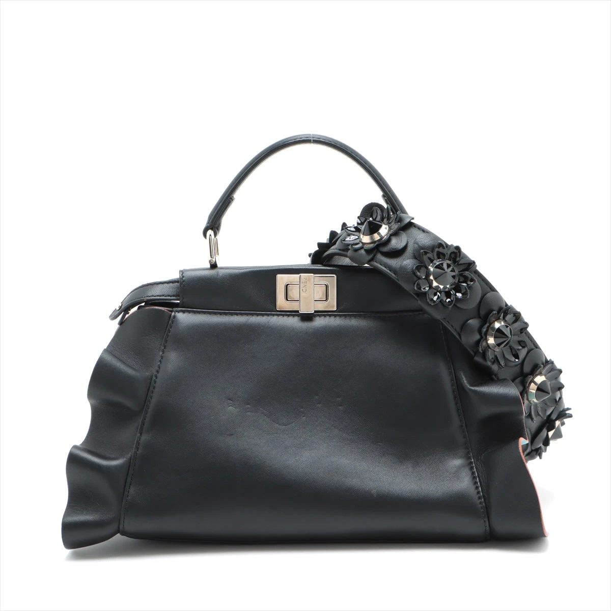 フェンディ ミニピーカブー レザー 2WAYハンドバッグ ブラック 8BN244  