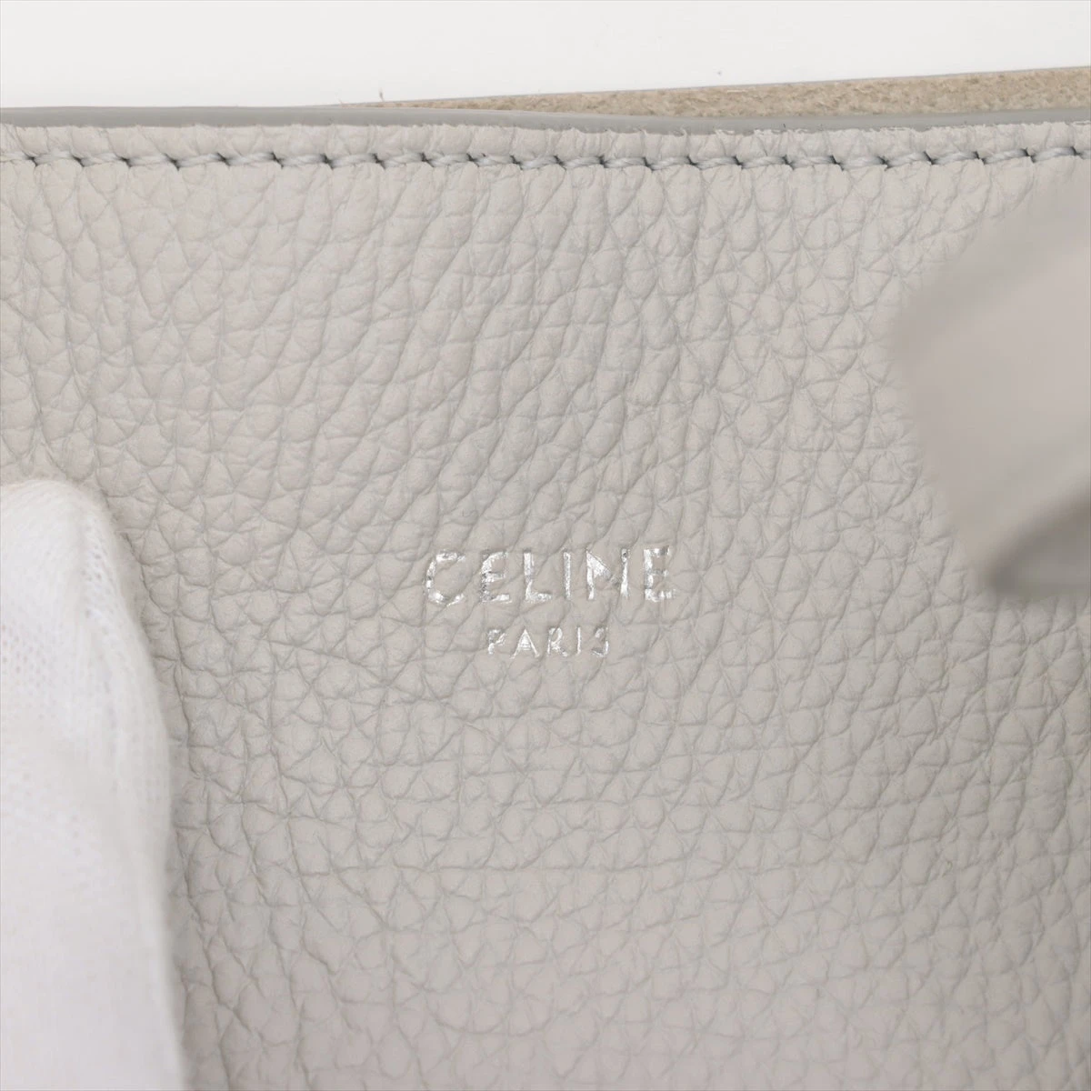 CELINE グレー レザー トートバッグスモールフォールドカバ org.jpg