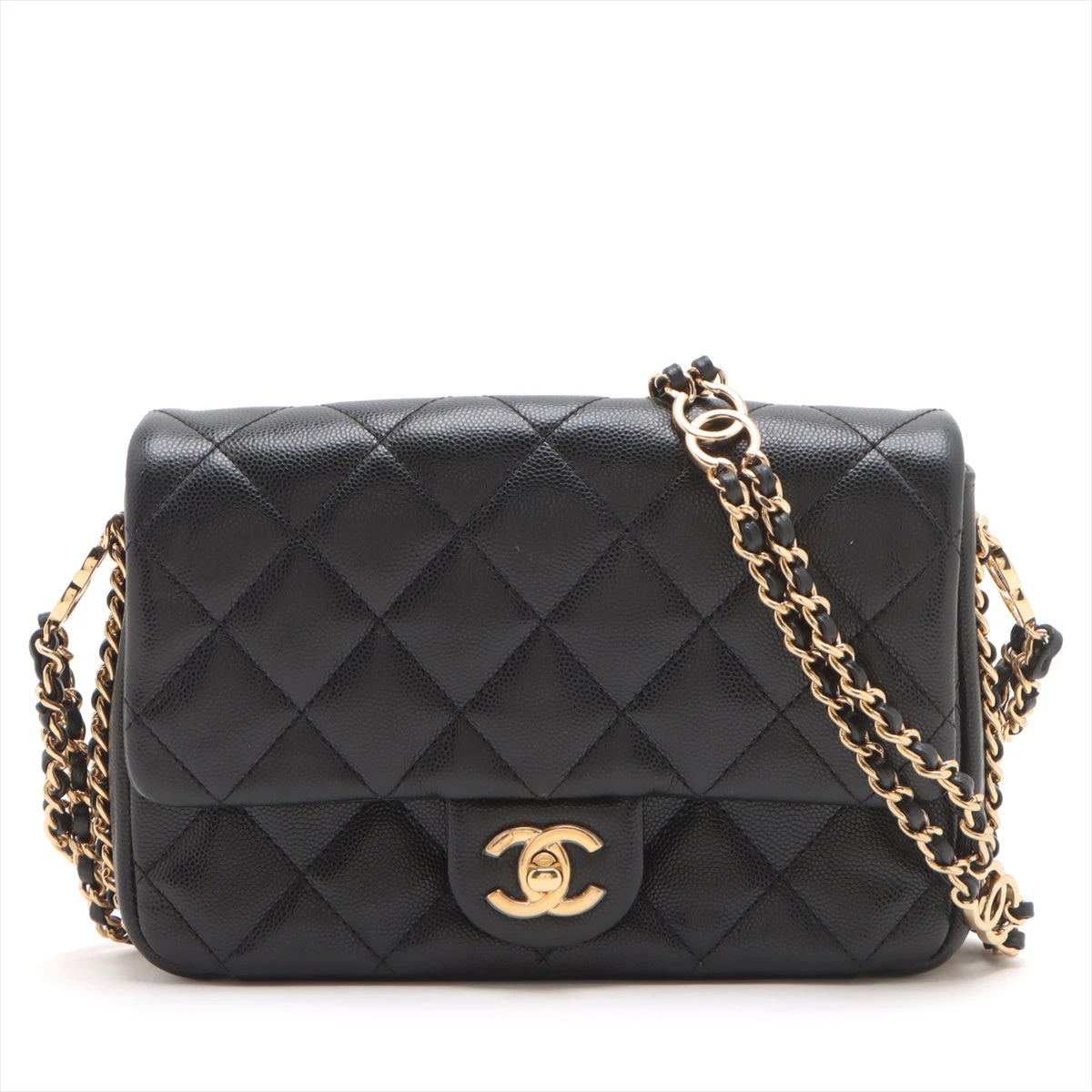 CHANEL マトラッセ CHANEL シャネル マトラッセがま口チェーンウォレット ブラック