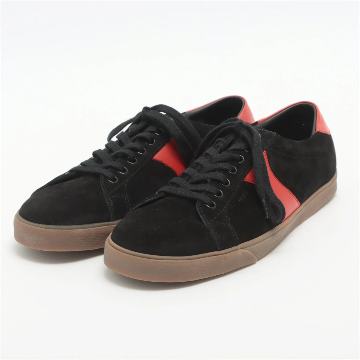 セリーヌ レザー×スエード スニーカー 42 メンズ ブラック×レッド