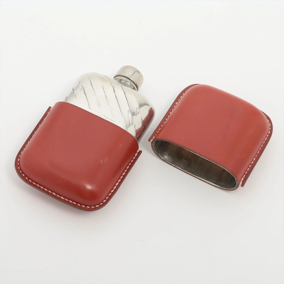 エルメス スキットルボトル レザー×925 ブラウン キズ スレ くすみ 