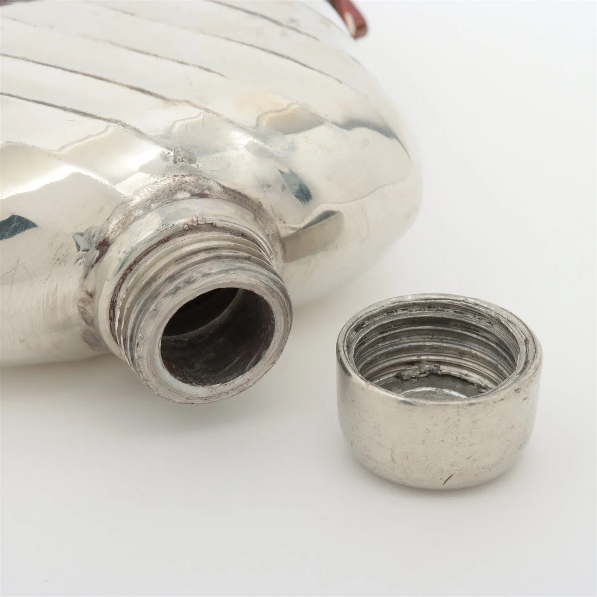 エルメス スキットルボトル レザー×925 ブラウン キズ スレ くすみ 