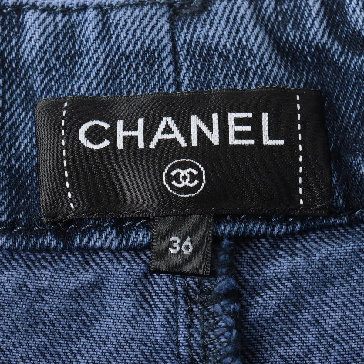 シャネル ココマーク P73 コットン デニムパンツ 36 レディース ブルー