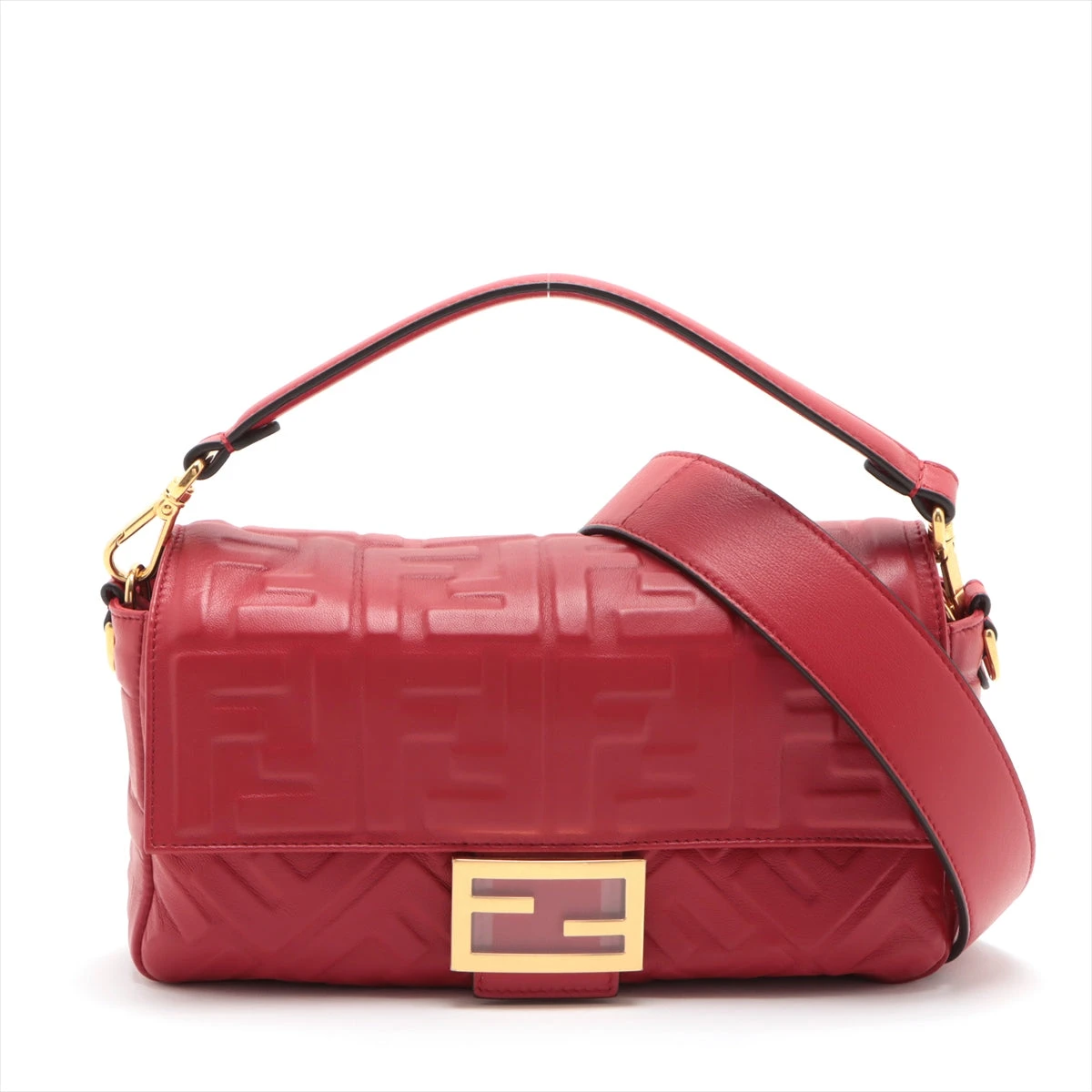FENDI フェンディ　ズッカ　ハンドバッグ　レッド　赤 フェンディ ズッカ ショルダーバッグ｜レッド(赤)｜中古ブランド