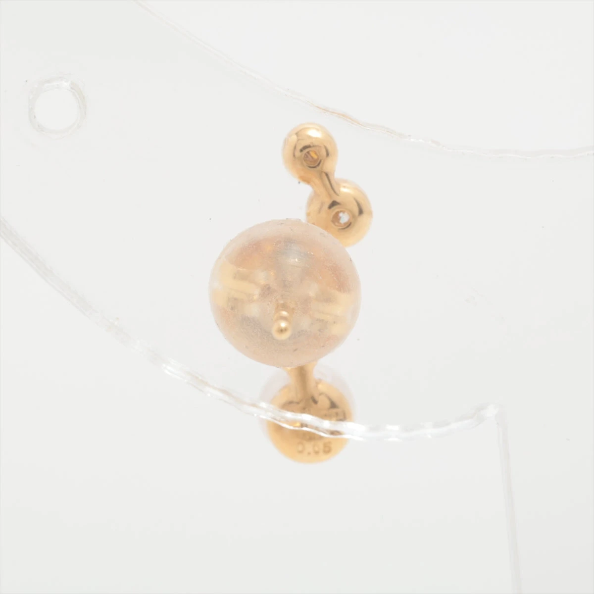 エテ ダイヤ パール シングルピアス K18(YG) 総0.6g 0.05 約3.5mm 