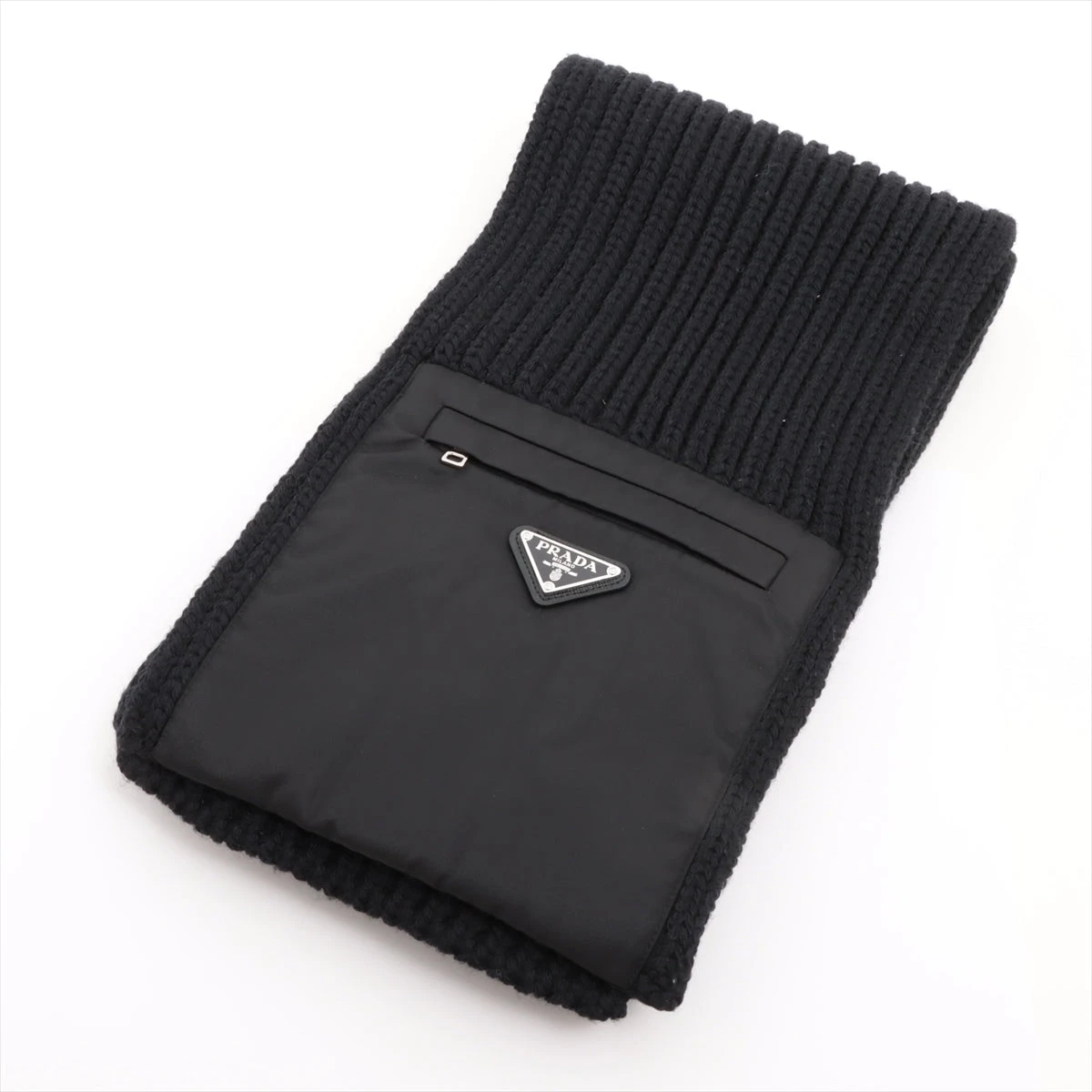 PRADA ニットマフラー 黒 PRADA | カシミア100％ 厚手 ニットマフラー 黒 | PRADA