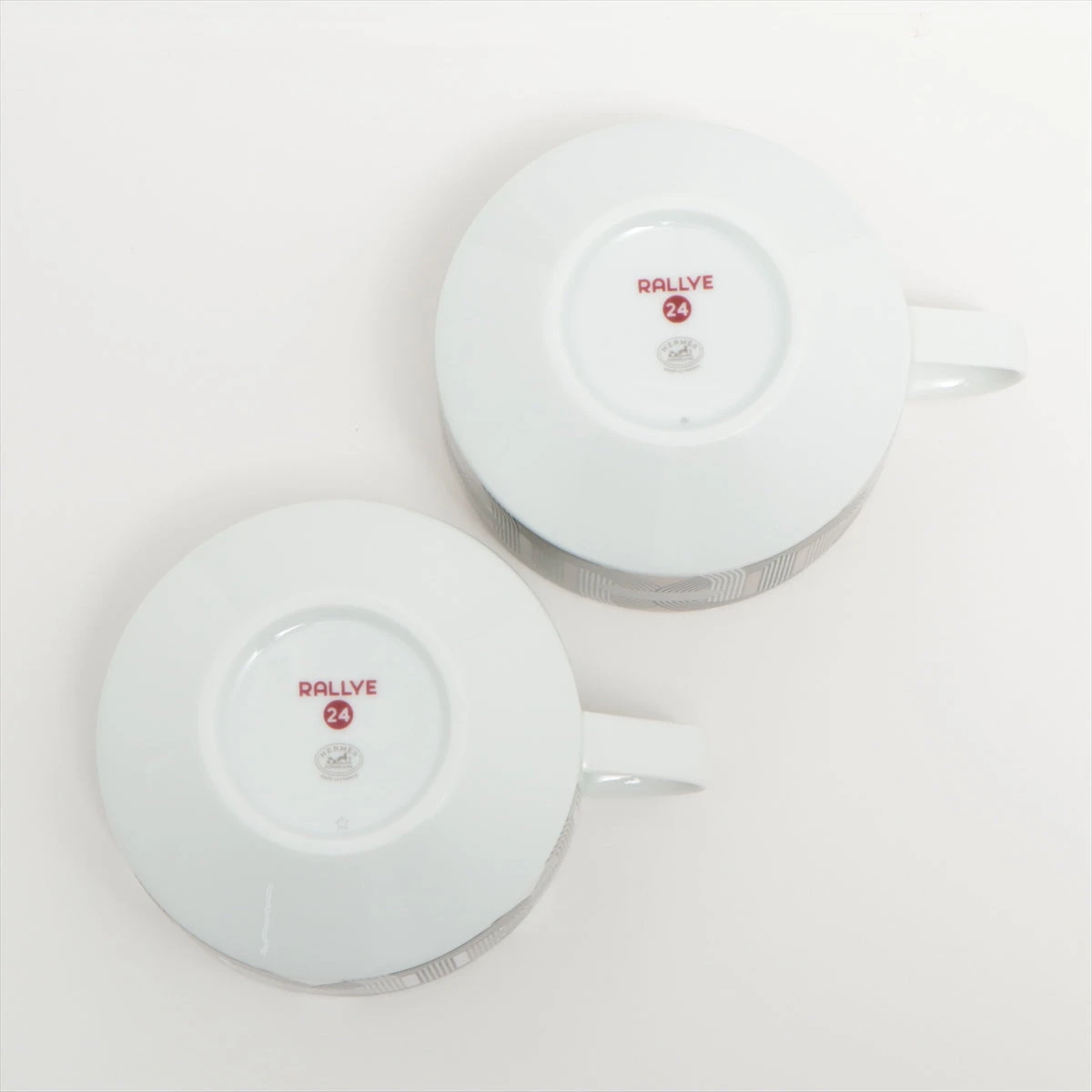 エルメス ラリー24 カップ&ソーサー 陶器 グレー 2客セット