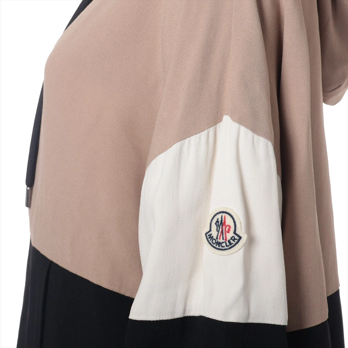 美品◆モンクレール 21AW プルオーバーパーカー CAMICIA アセテート×レーヨン レディース サイズ40 ブラック×ベージュ G20932F00003 MONCLER 【AFB50】 モンクレール CAMICIA 21年 アセテート×レーヨン パーカー 40