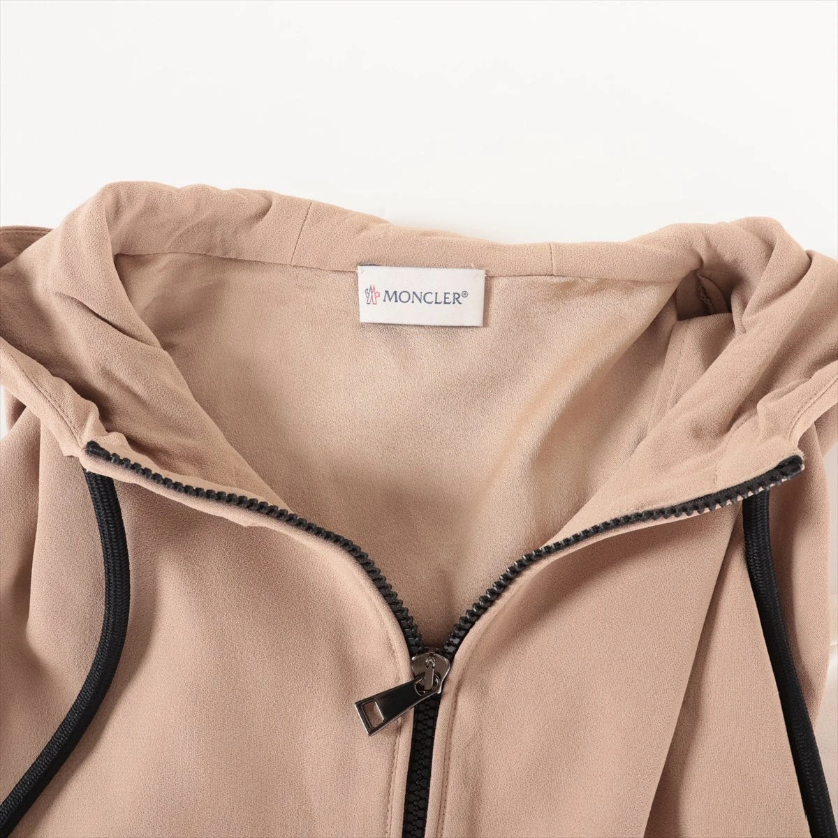 美品◆モンクレール 21AW プルオーバーパーカー CAMICIA アセテート×レーヨン レディース サイズ40 ブラック×ベージュ G20932F00003 MONCLER 【AFB50】 モンクレール CAMICIA 21年 アセテート×レーヨン パーカー 40