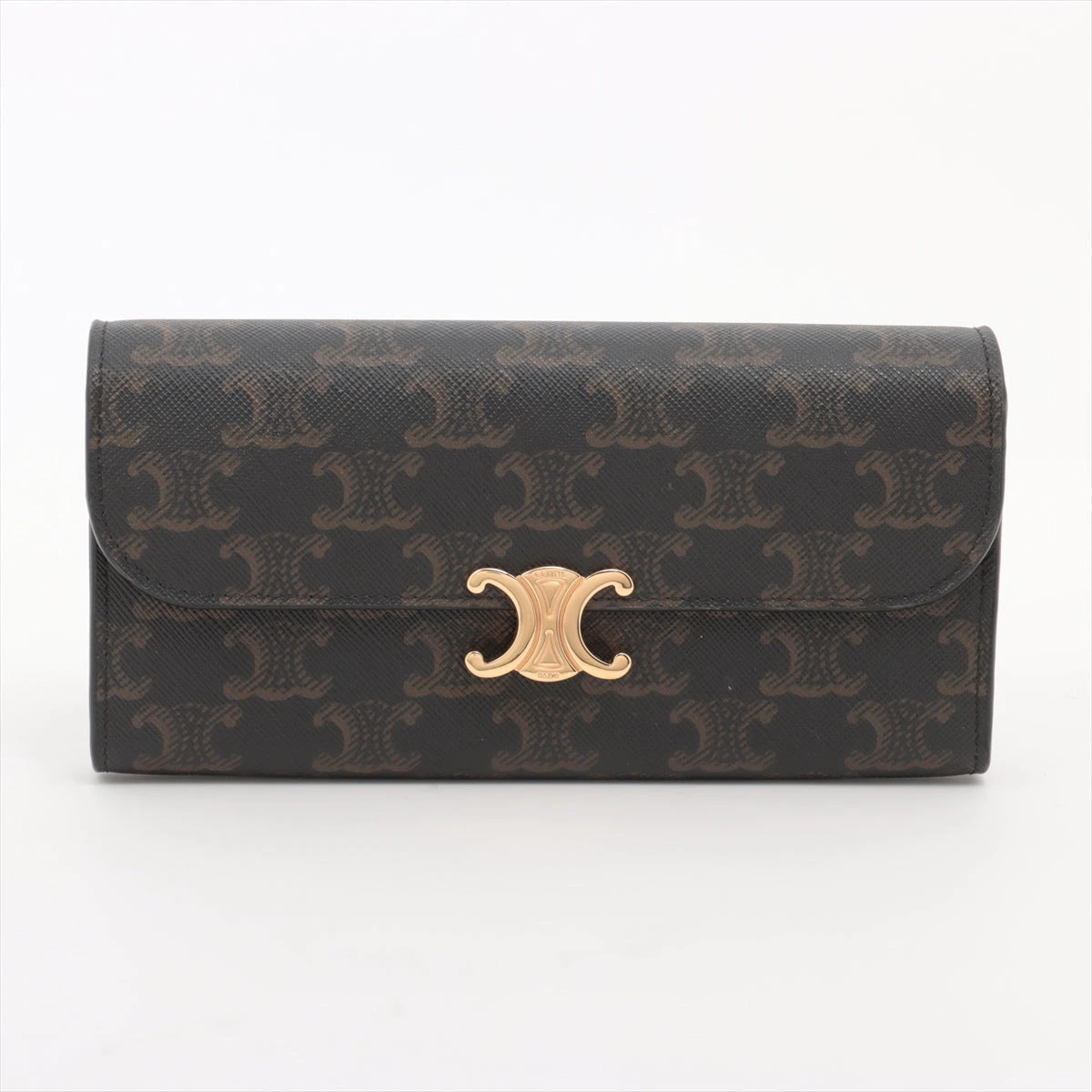 セリーヌ トリオンフキャンバス ラージウォレット PVC×レザー 長財布