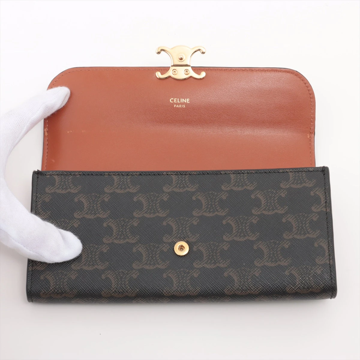 セリーヌ トリオンフキャンバス ラージウォレット PVC×レザー 長財布