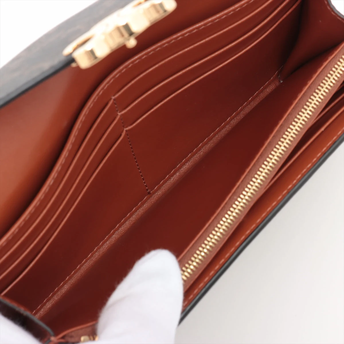 セリーヌ トリオンフキャンバス ラージウォレット PVC×レザー 長