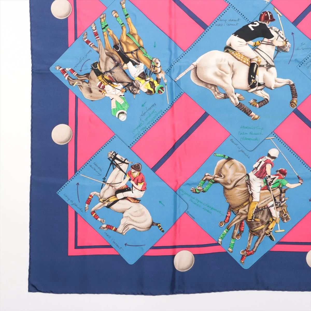 エルメス カレ90 LE MONDE DU POLO ポロの世界 スカーフ シルク