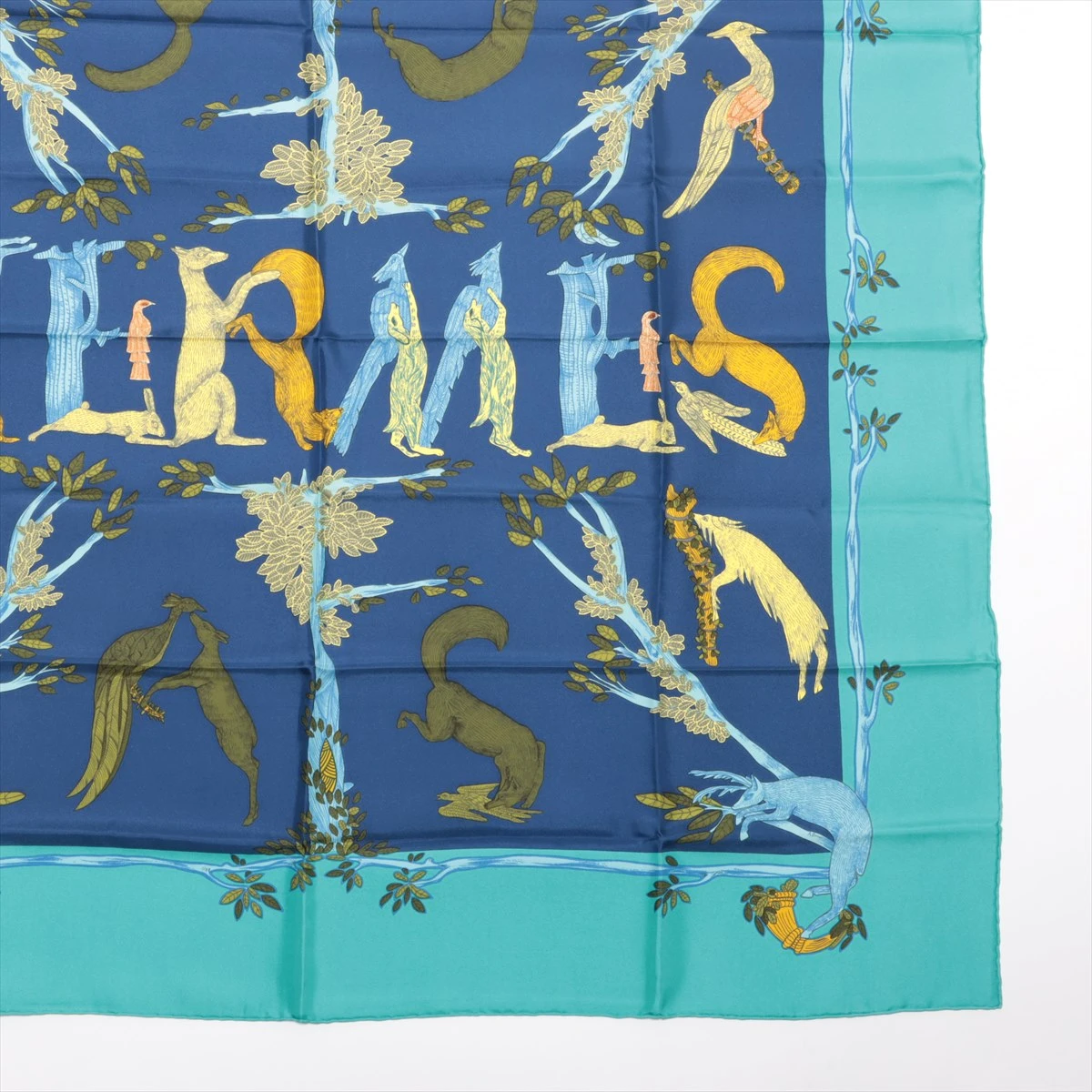 エルメス カレ90 Alphabet アルファベット スカーフ シルク ブルー