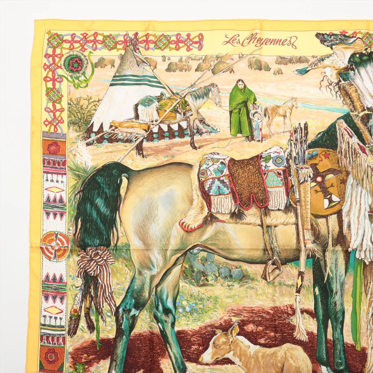 エルメス カレ90 Les Cheyennes シャイアン族 スカーフ シルク