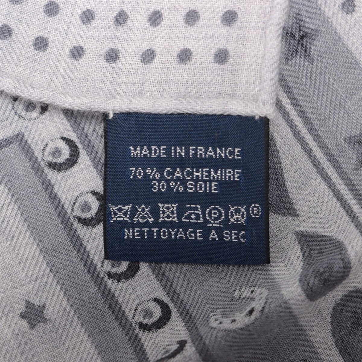 エルメス カレH65 シュヴァルパンク スカーフ カシミヤ×シルク グレー 