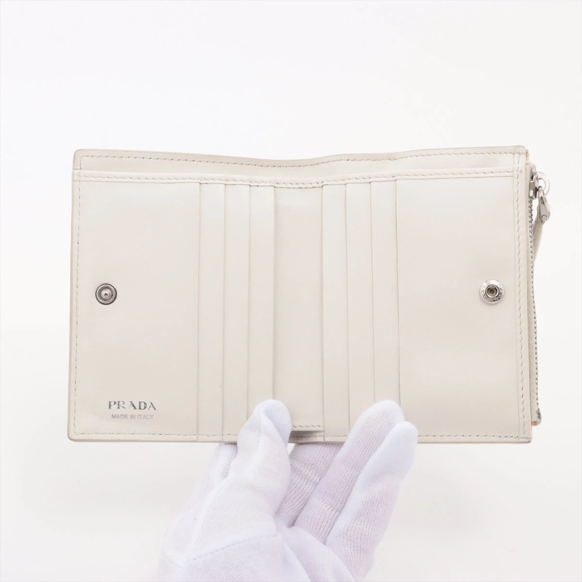 PRADA プラダ ヴィッテロダイノ コンパクトウォレット ホワイト プラダ ヴィッテロダイノ 1ML050 レザー コンパクトウォレット