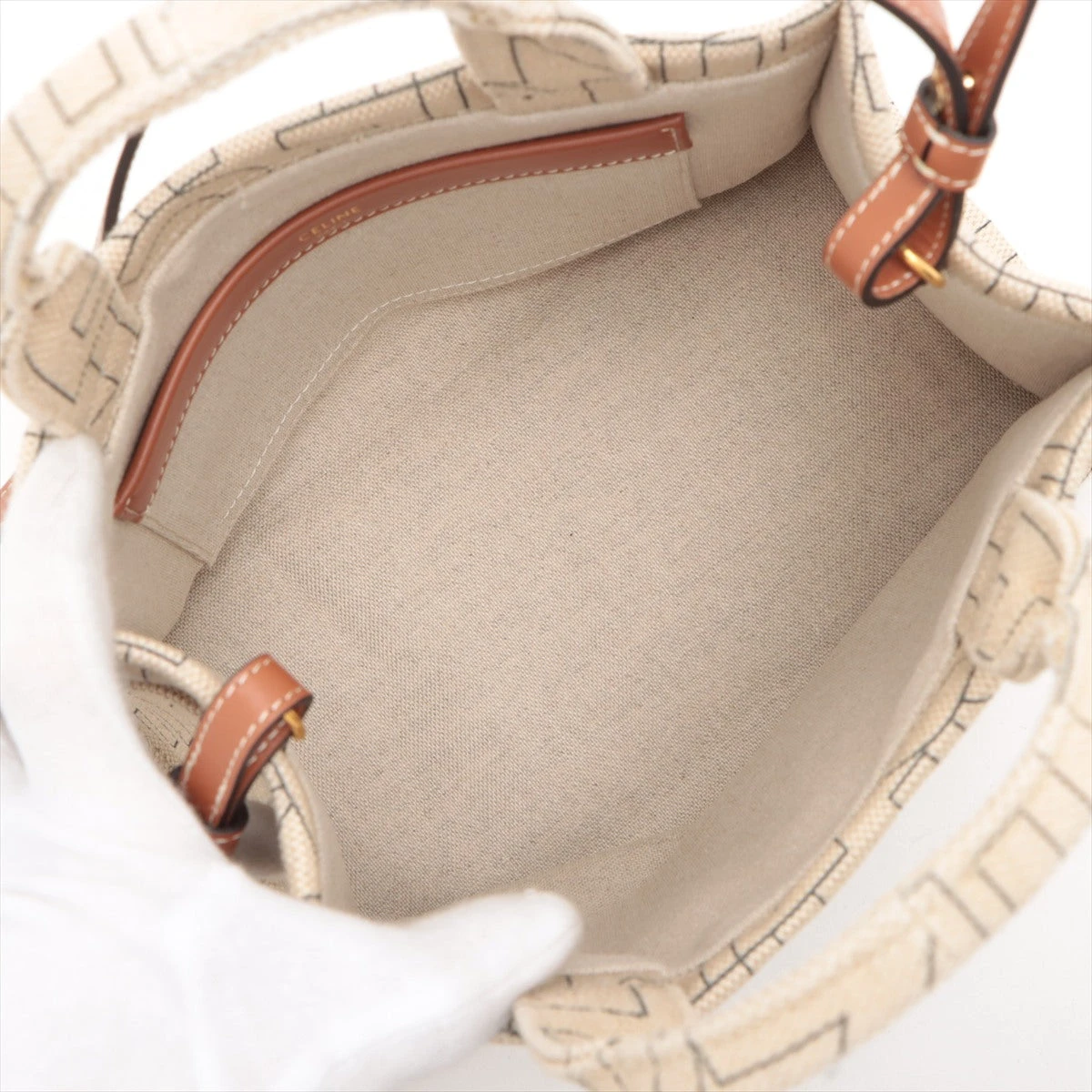 【美品✨】セリーヌ ケース トリオンフ キャンバス×レザー ベージュ セリーヌ トリオンフ スモール カバ タイス キャンバス×レザー