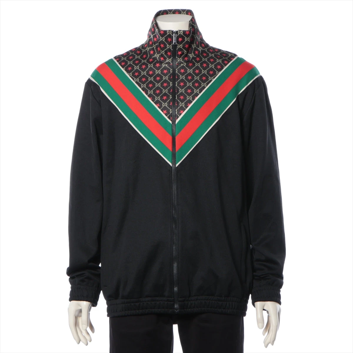 極美品 GUCCI トラックジャケットシェリー GG ジャージ アウター 黒 M 極美品 ARMANI ストレッチトラックジャケット A/X ジャージ黒