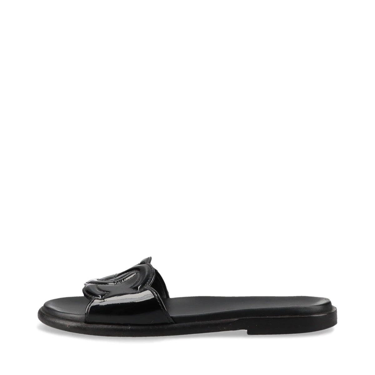 シャネル ココマーク レザー×パテント サンダル 38C レディース