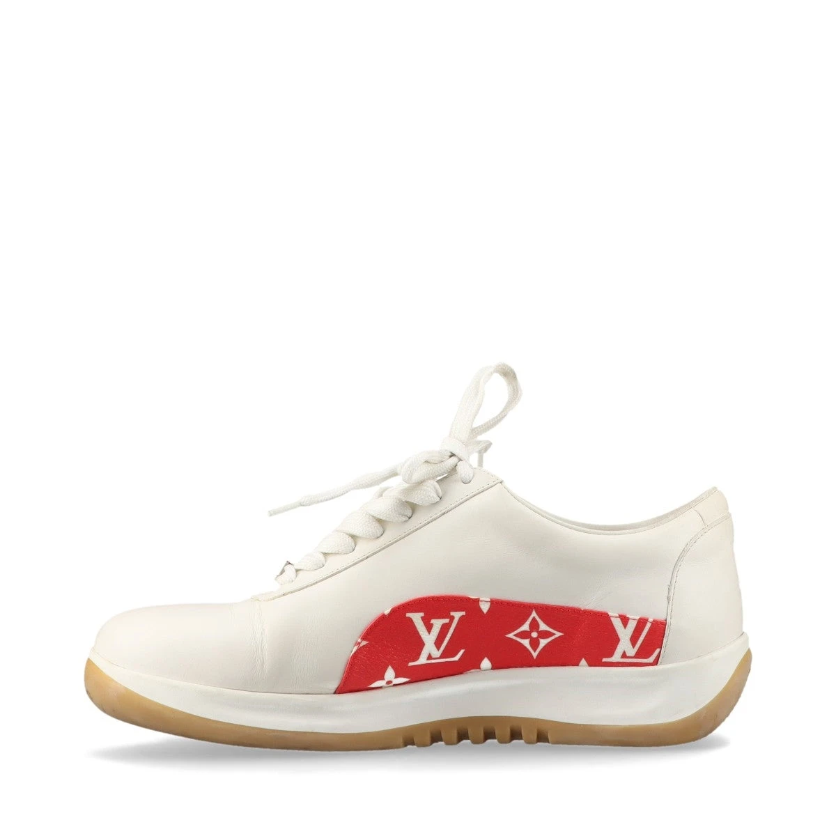 Supreme レッド/ホワイト ヴィトン×シュプリーム 17年 レザー スニーカー 6 1/2 メンズ