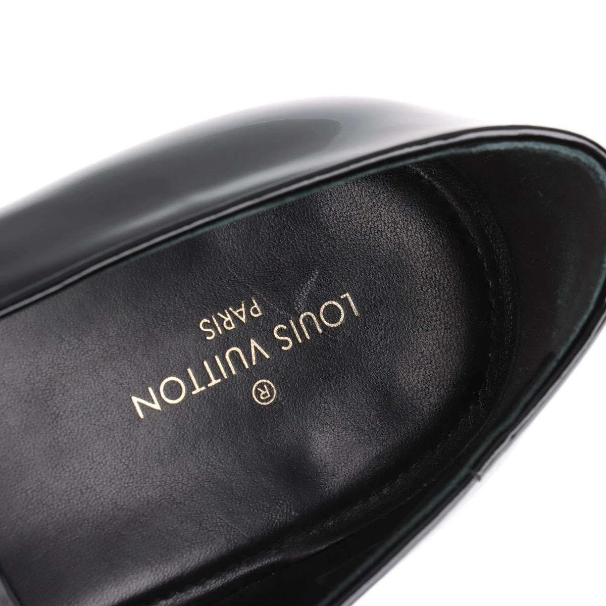 ヴィトン 21年 パテントレザー ローファー 8 メンズ ブラック